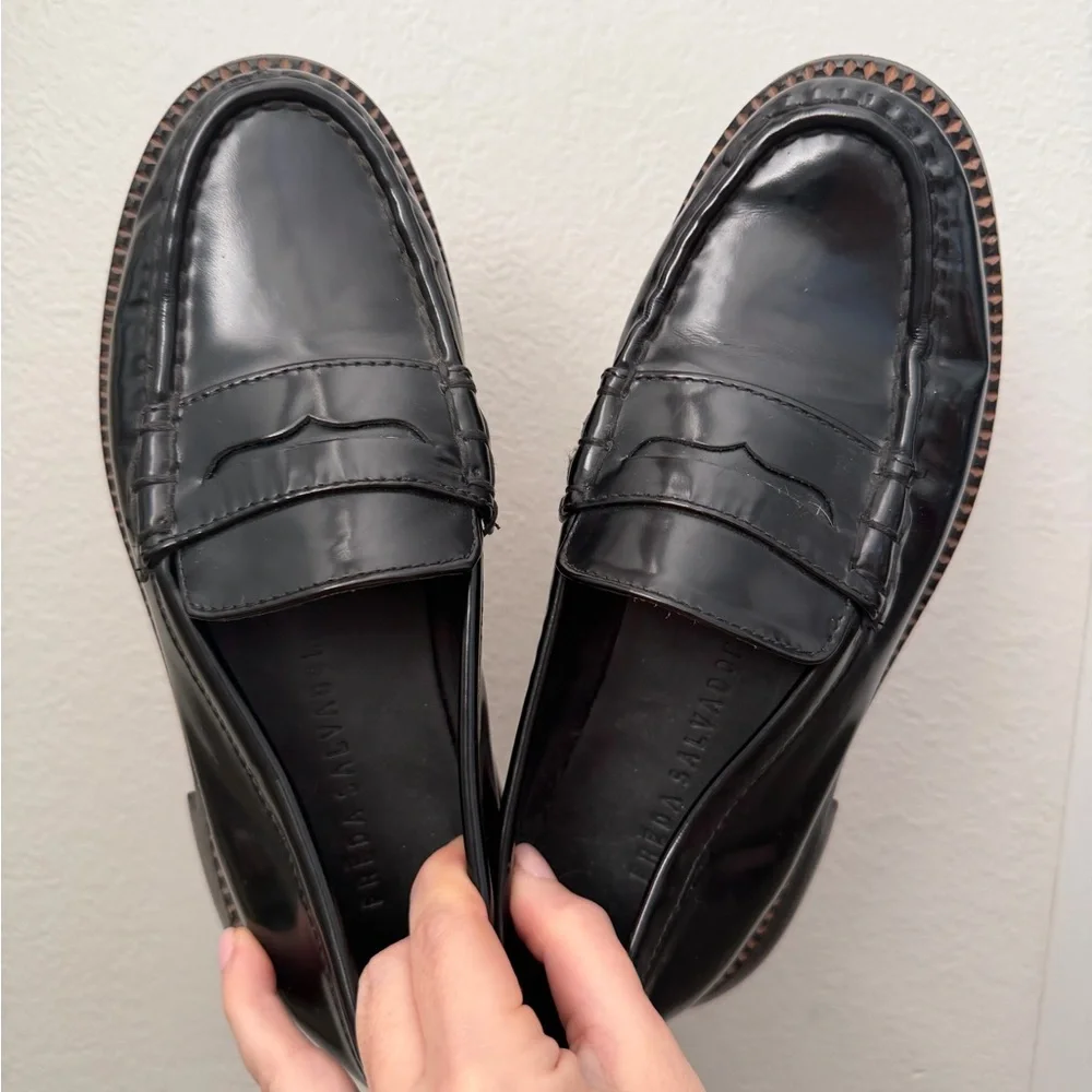 Freda Salvador Elba Penny Loafers in Classic Black Spazzolato size 7 - Picture 3 of 9
